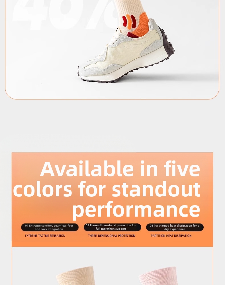 Women's Mid Calf Sports Socks Spring Autumn Style Professional Running Socks Thick Sole Sweat Absorbing Basketball Badminton Socks_desvips.com