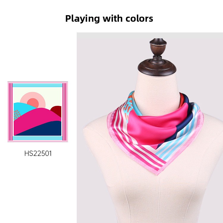 Silk Scarf 100% Mulberry Silk Silk Scarf 55cm Silk Plain Crepe Satin Small Square Scarf_voghion.com