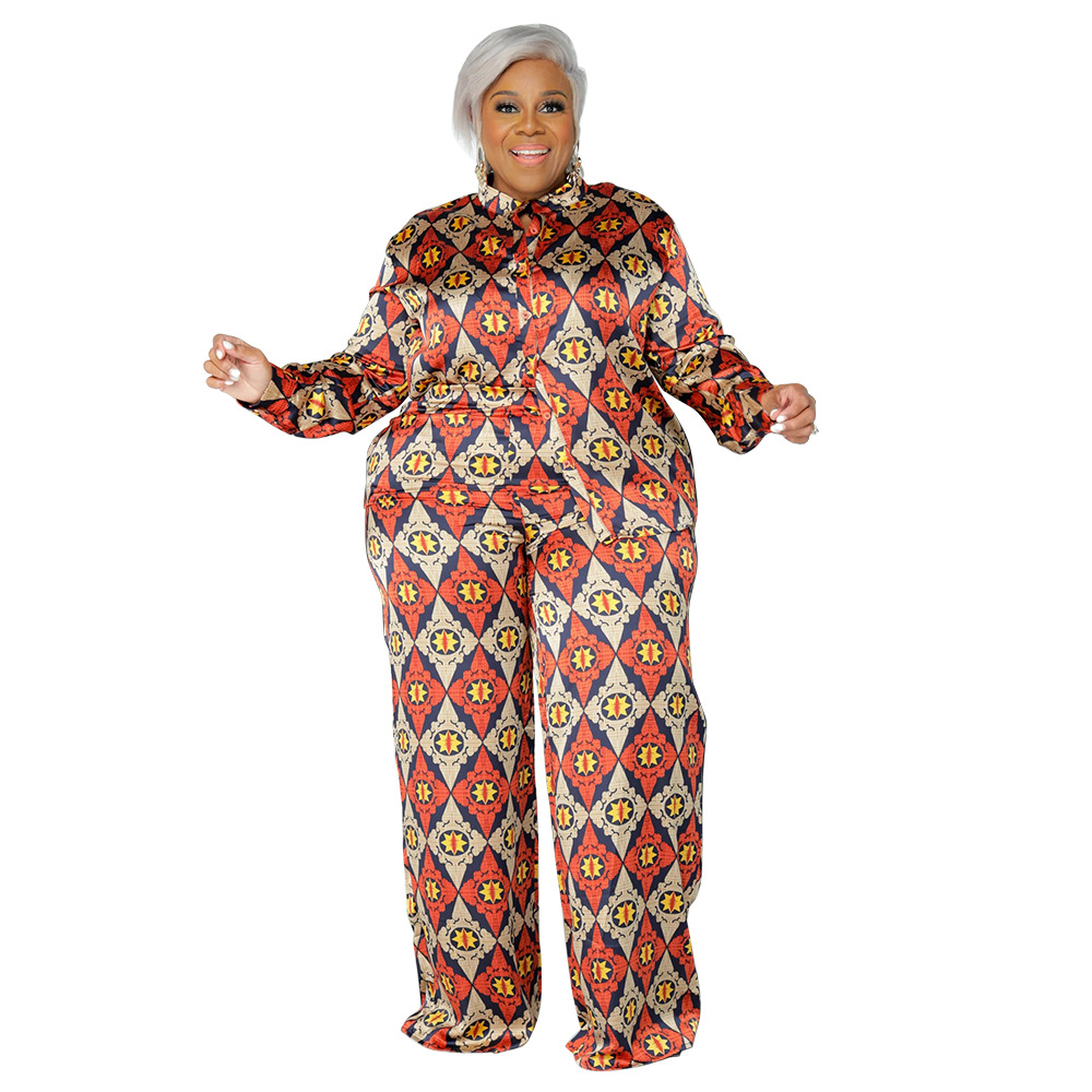 Women's Clothing Faux Silk Long Sleeve Printed Top Casual Autumn Fashion Wear Comfortable Plus Size Clothing_ecoleips.com