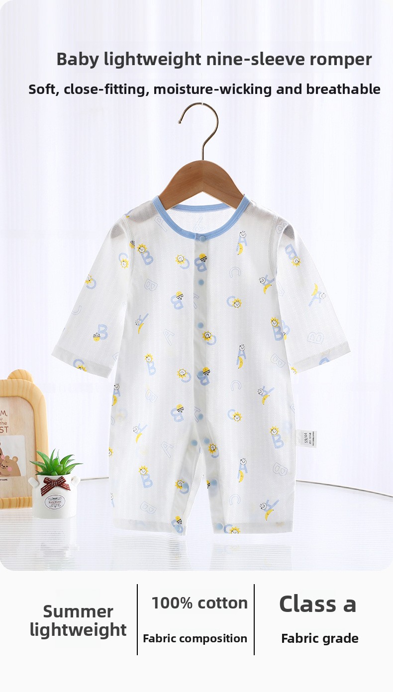Baby Onesie Class A Pure Cotton Summer Thin Newborn Baby Clothes Romper Climbing Clothes_voghion.com