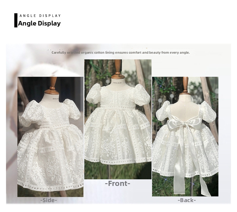 Vestido de princesa con mangas abullonadas y estampado niña_voghion.com
