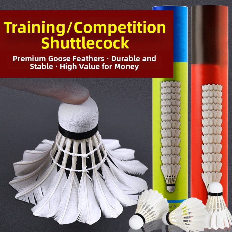 12 Pack Badminton Shuttlecocks Goose Feathers Windproof Durable Stable For Indoor Outdoor Competitions 76 Speed_voghion.com