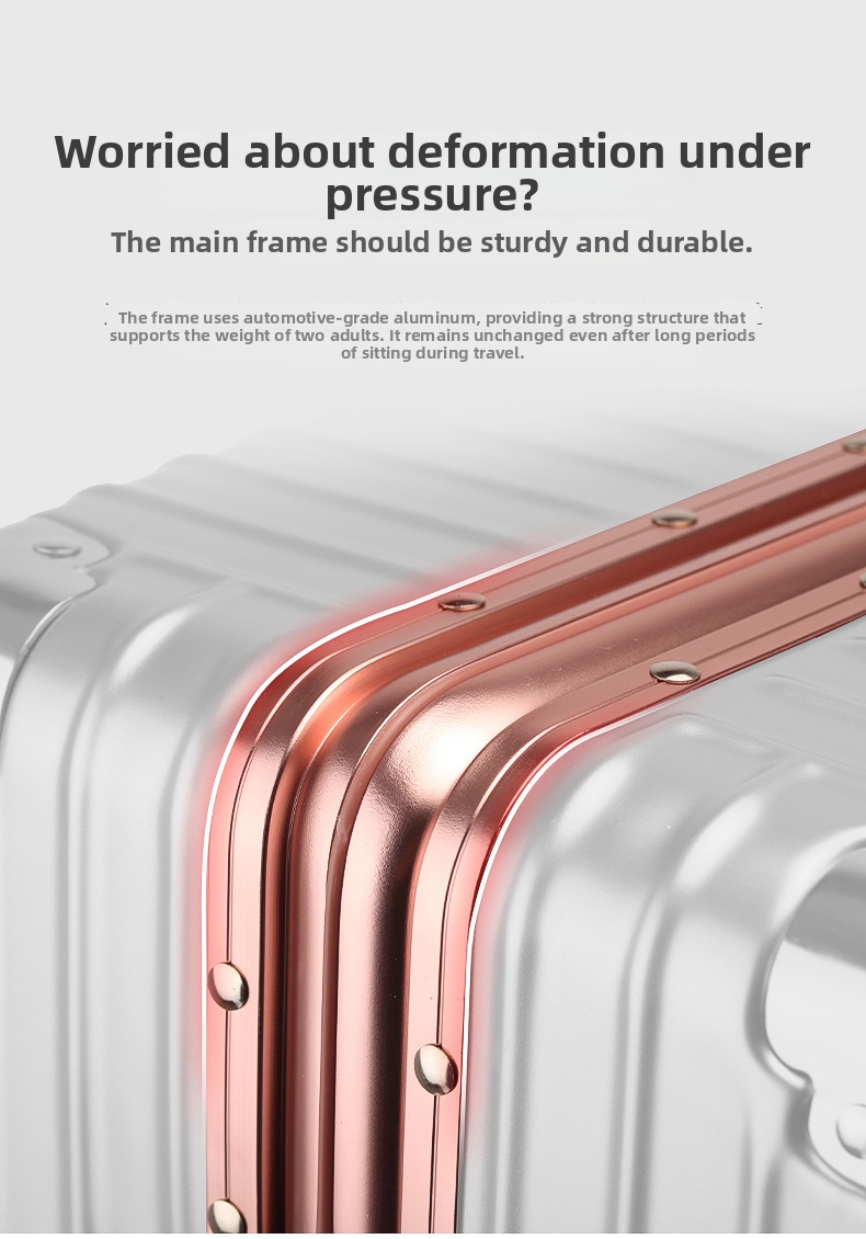 Rolling Suitcase With Aluminum Frame And Combination Lock Pc Material_voghion.com