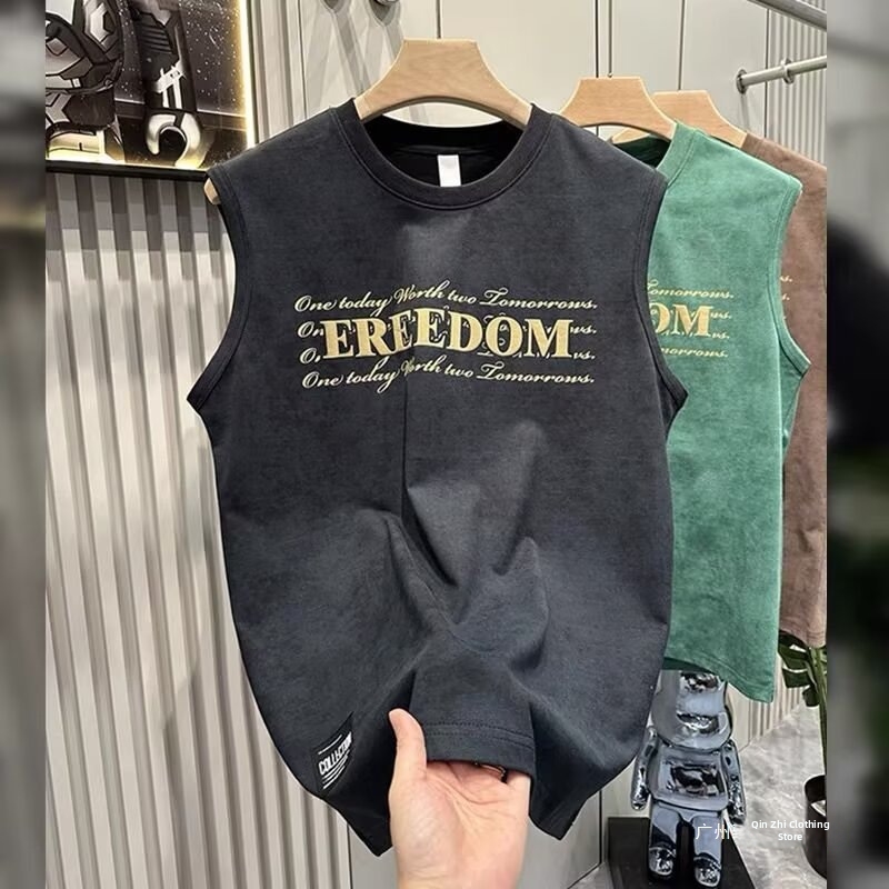Regata masculina estampada verão muscle tee para ginásio e rua_voghion.com