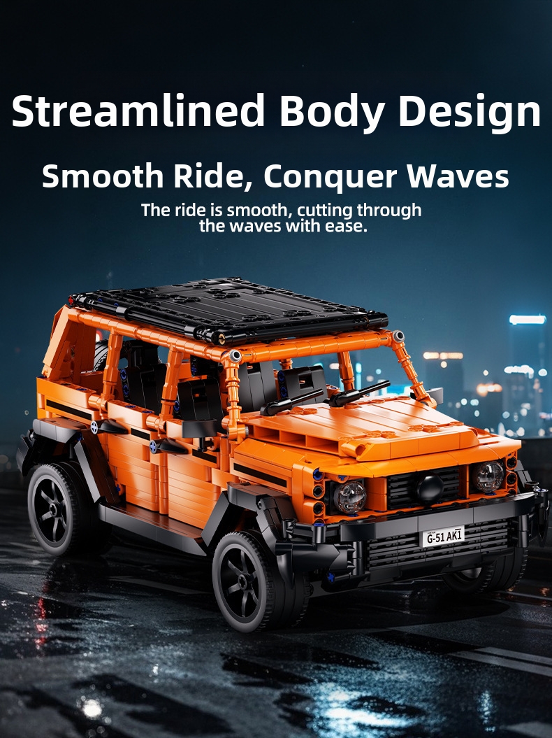 Jeu de construction de véhicule tout-terrain orange compatible, jouet éducatif de course automobile pour garçons, cadeau d'anniversaire idéal._voghion.com