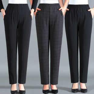 Middle-aged and elderly women's trousers autumn style mother-in-law elastic high-waisted trousers large size loose casual pants literary and artistic