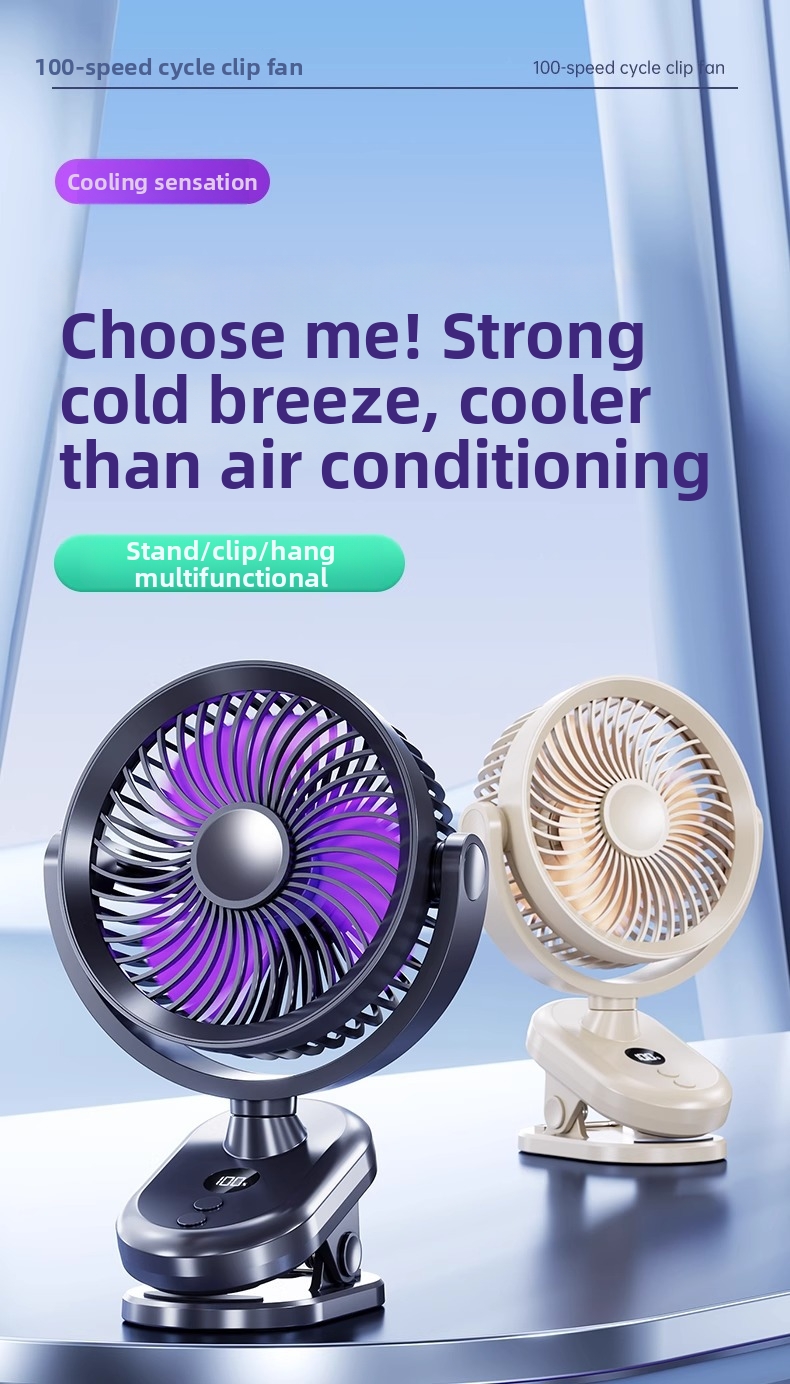 Ventilateur oscillant à clip avec veilleuse pour maison_voghion.com