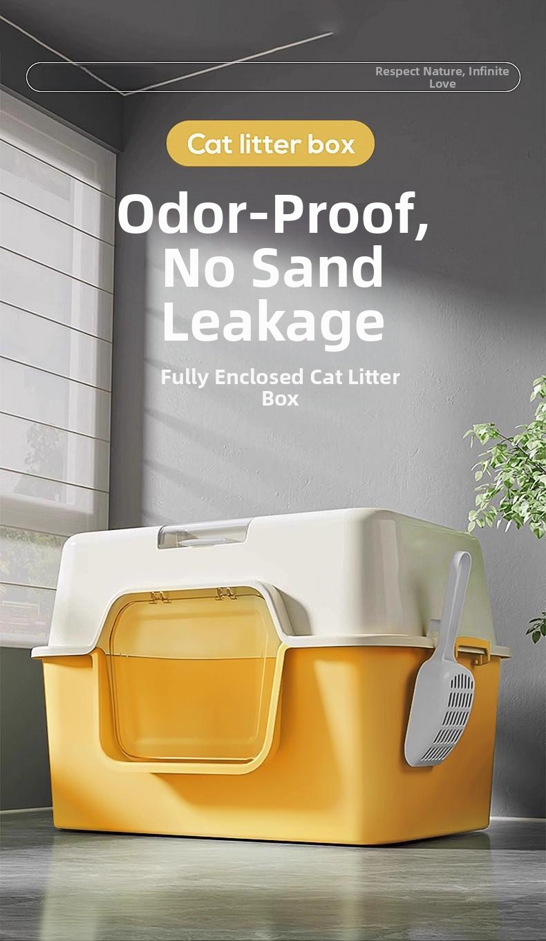 Large Enclosed Cat Litter Box With Splash And Odor Protection_voghion.com