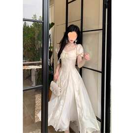 2026年春夏季穿搭温柔风巨好看的收腰蓬蓬仙女裙小个子仙女连衣裙