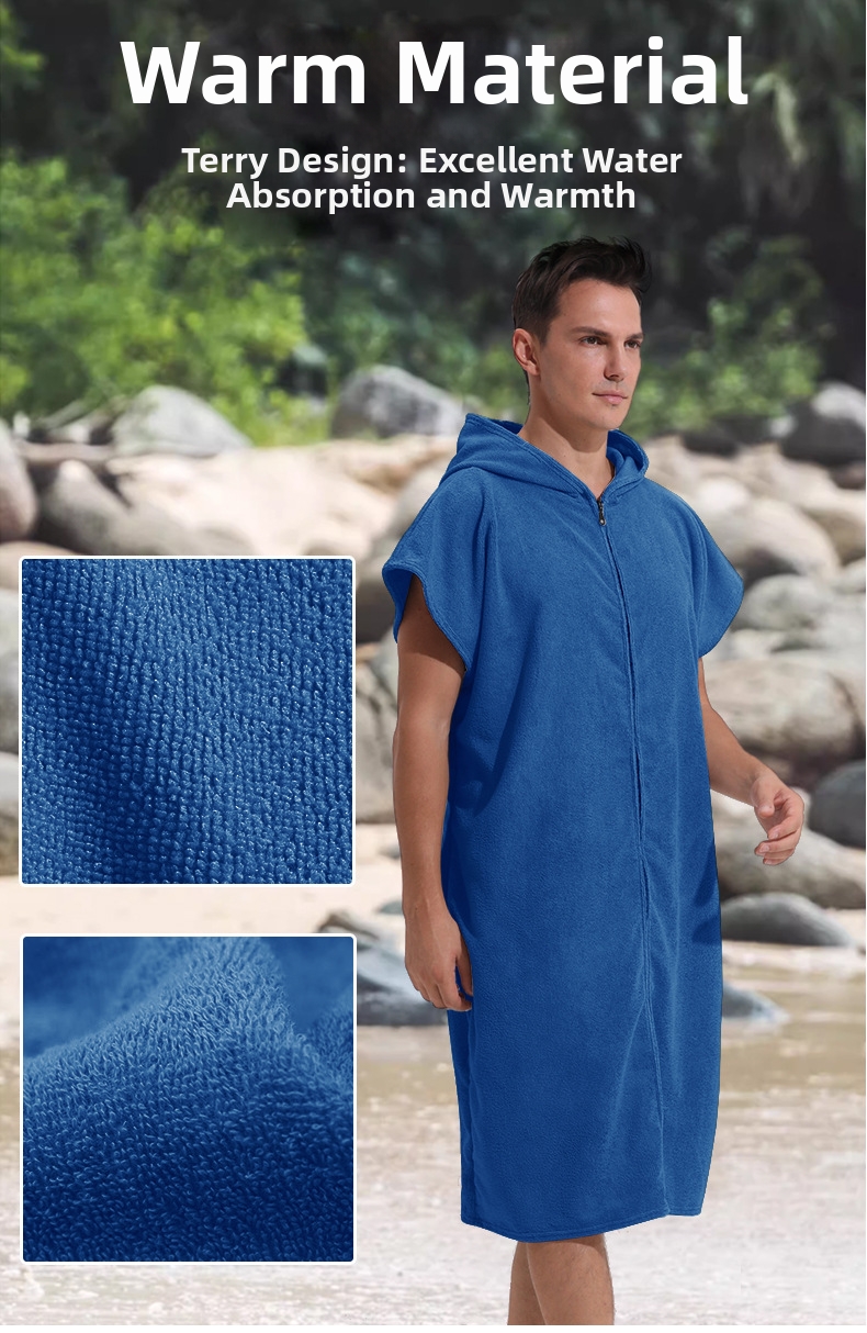 Serviette de plage unisexe croisée en microfibre avec fermeture éclair, idéale pour la natation et le surf, et peignoir de rechange._voghion.com