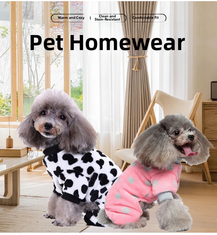 Pyjama chaud pour chien à pois et rayures sweat à capuche_voghion.com