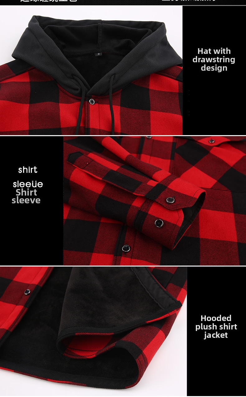 Camicia uomo flanella con cappuccio stile vintage a quadri_voghion.com