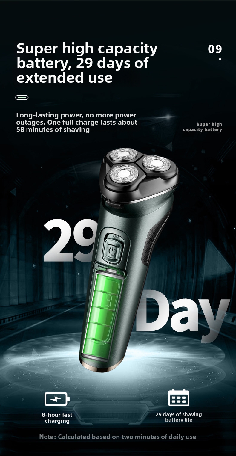 Electric Shaver For Men With Digital Display And Three Blades_voghion.com
