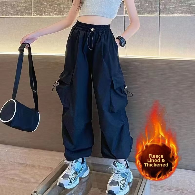 Girls' Fashionable Cargo Pants Style Casual Long Trousers For Medium And Large Children Autumn Wear New Trend In Kids Clothing_voghion.com
