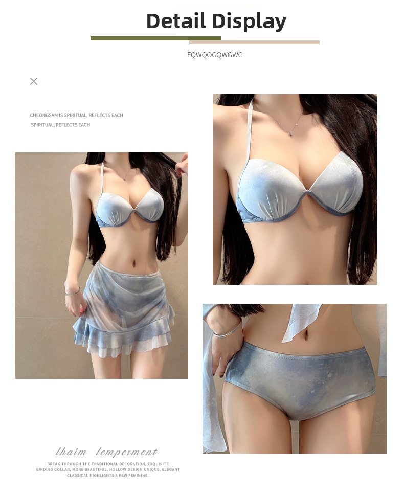Women's Tie Dye Two Piece Swimsuit Set Long Sleeved Bikini Sexy Fashionable Hot Springs Perfect Four Piece Sexy And Innocent Style_ecoleips.com