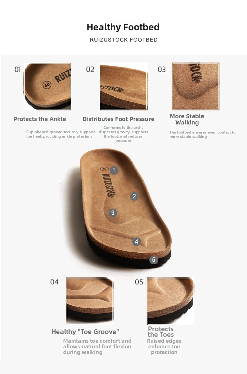 Women's Cork Slippers Beach Sandals With Thick Sole And Buckles_voghion.com