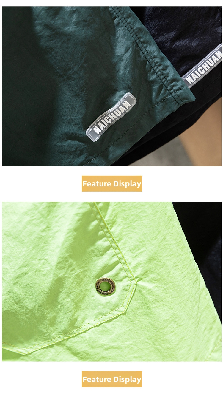 Casual Loose Fitting Beach Shorts For Men And Women Color Block Trendy Sports Running Quick Drying Three Quarter Pants_viptrois.com