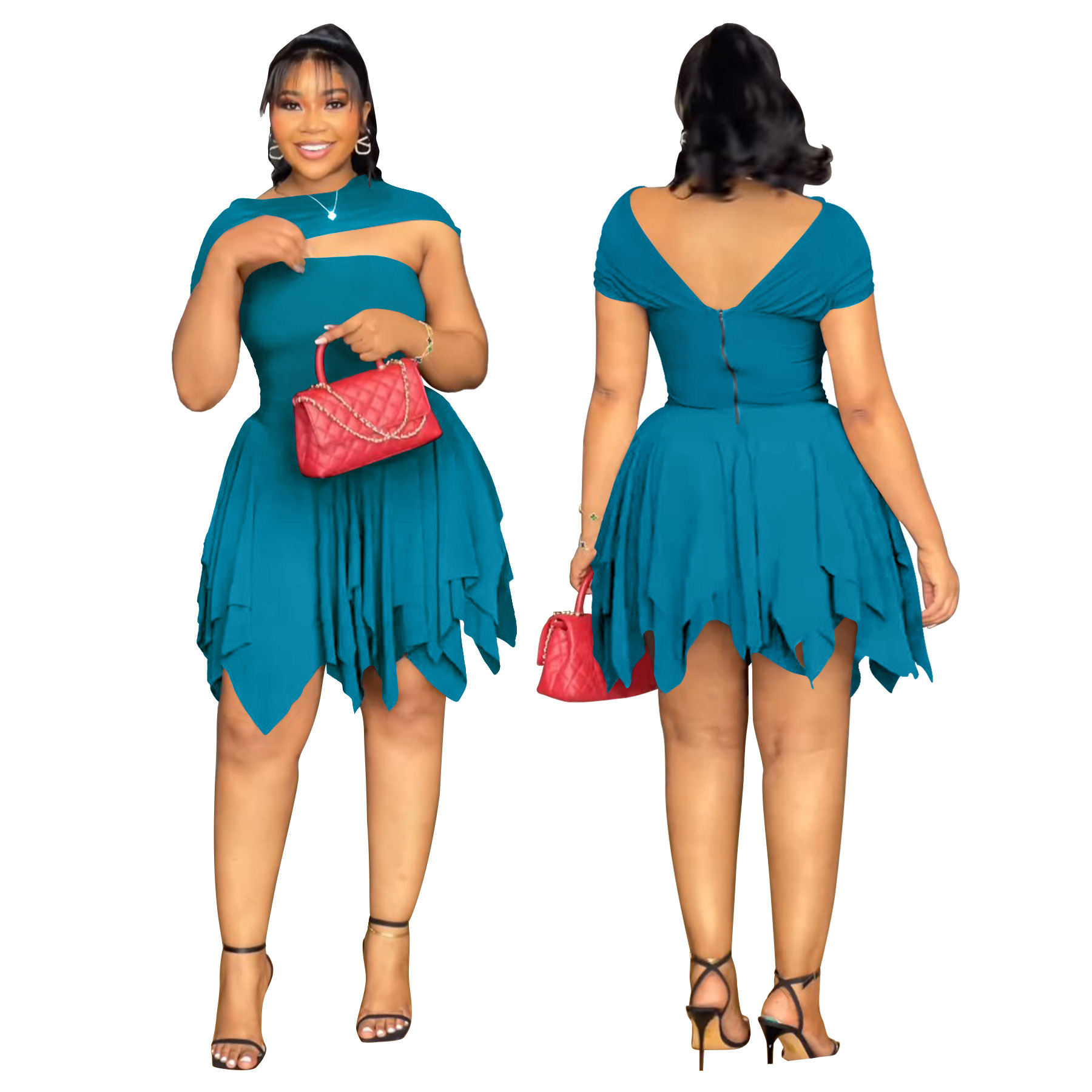 Women's Clothing Strapless Bodycon Mini Dress Ruffled New Style Sexy Summer Casual Elegant Fashion Dress_ecoleips.com