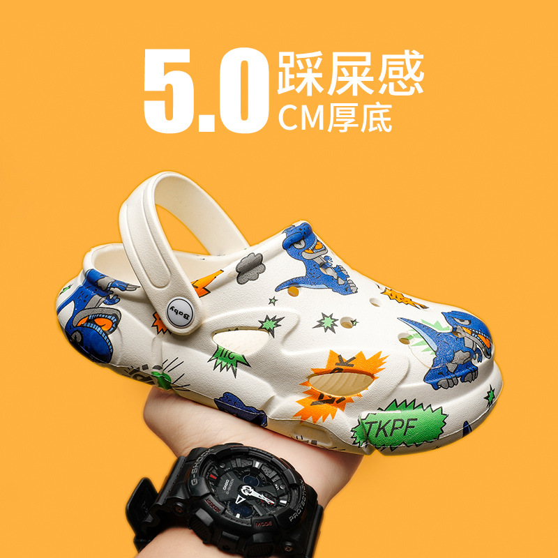 Children's Croc Shoes Boys and Girls Shoes 2023 Summer New Medium and Large Boys and Students Soft Sole Anti-Slip Slippers