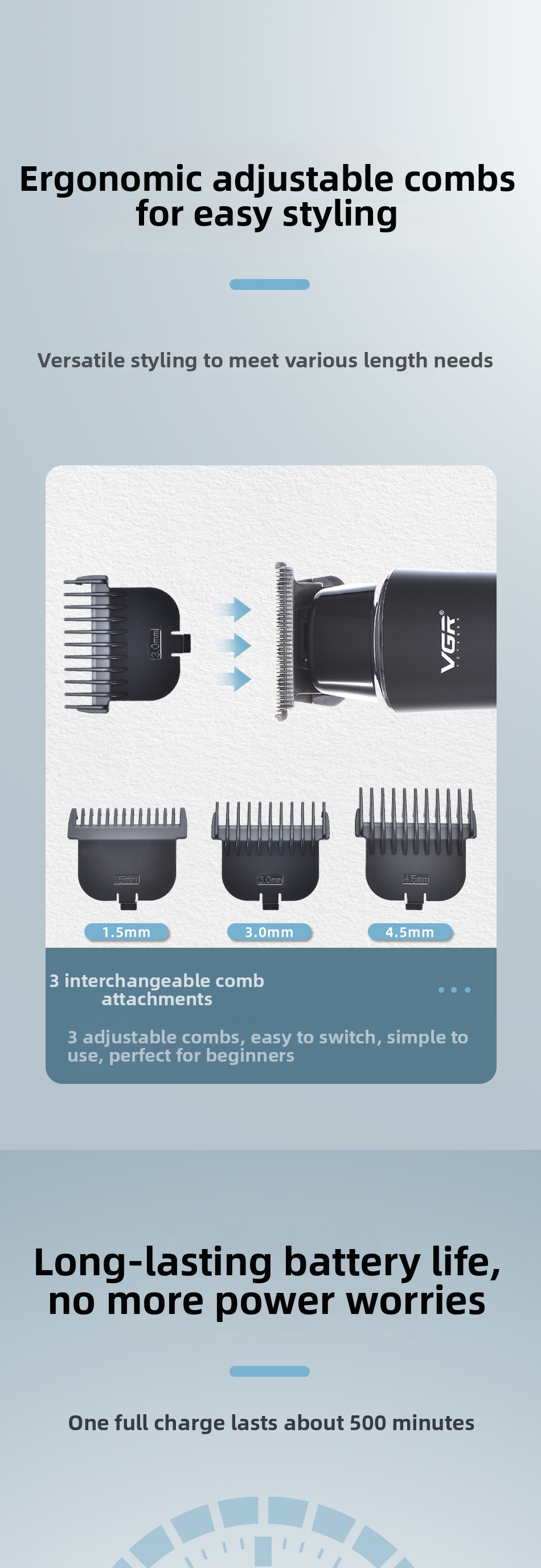 Electric Hair Clipper Salon Quality Professional Hair Trimmer_voghion.com