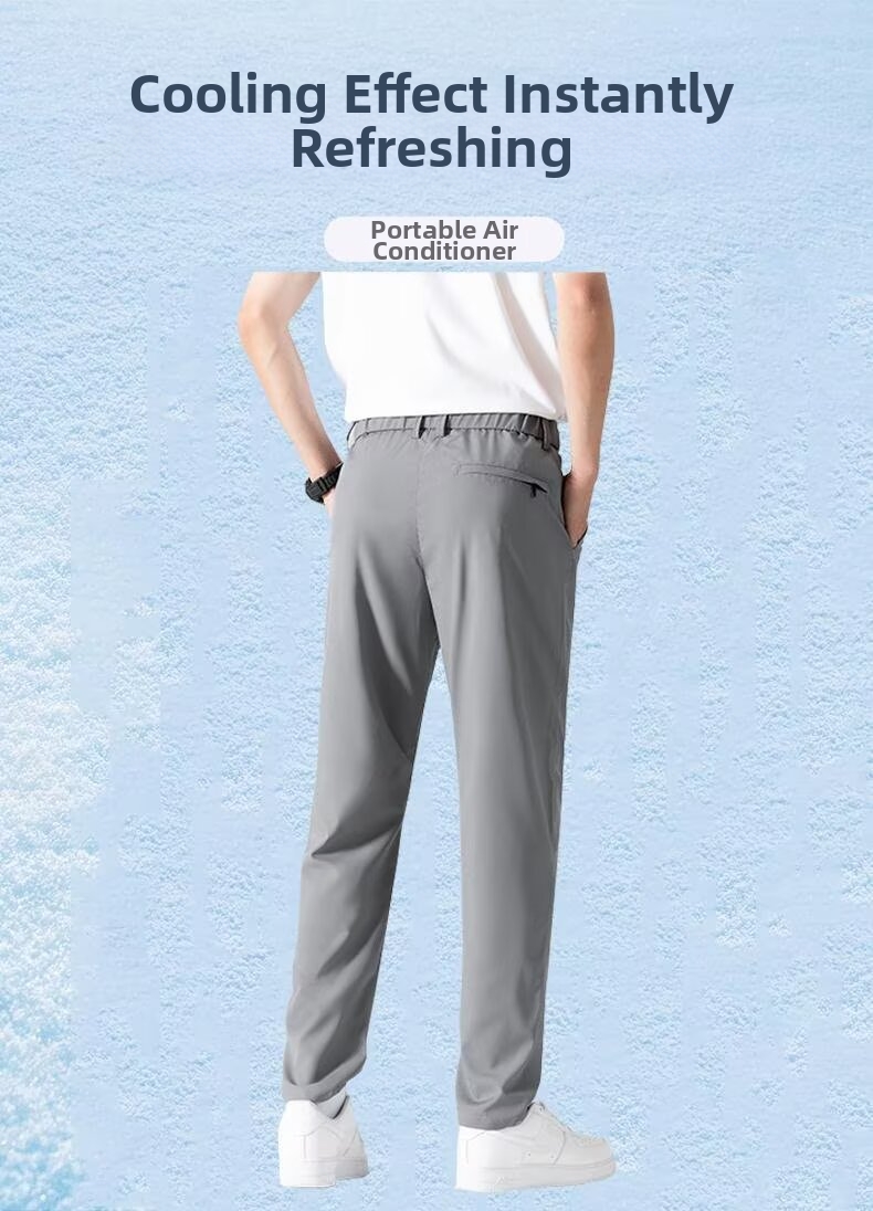 Men's Premium Summer Trousers - Straight Leg, Elastic Waist, Wrinkle-Resistant & Quick-Dry For Business Casual​_viptrois.com