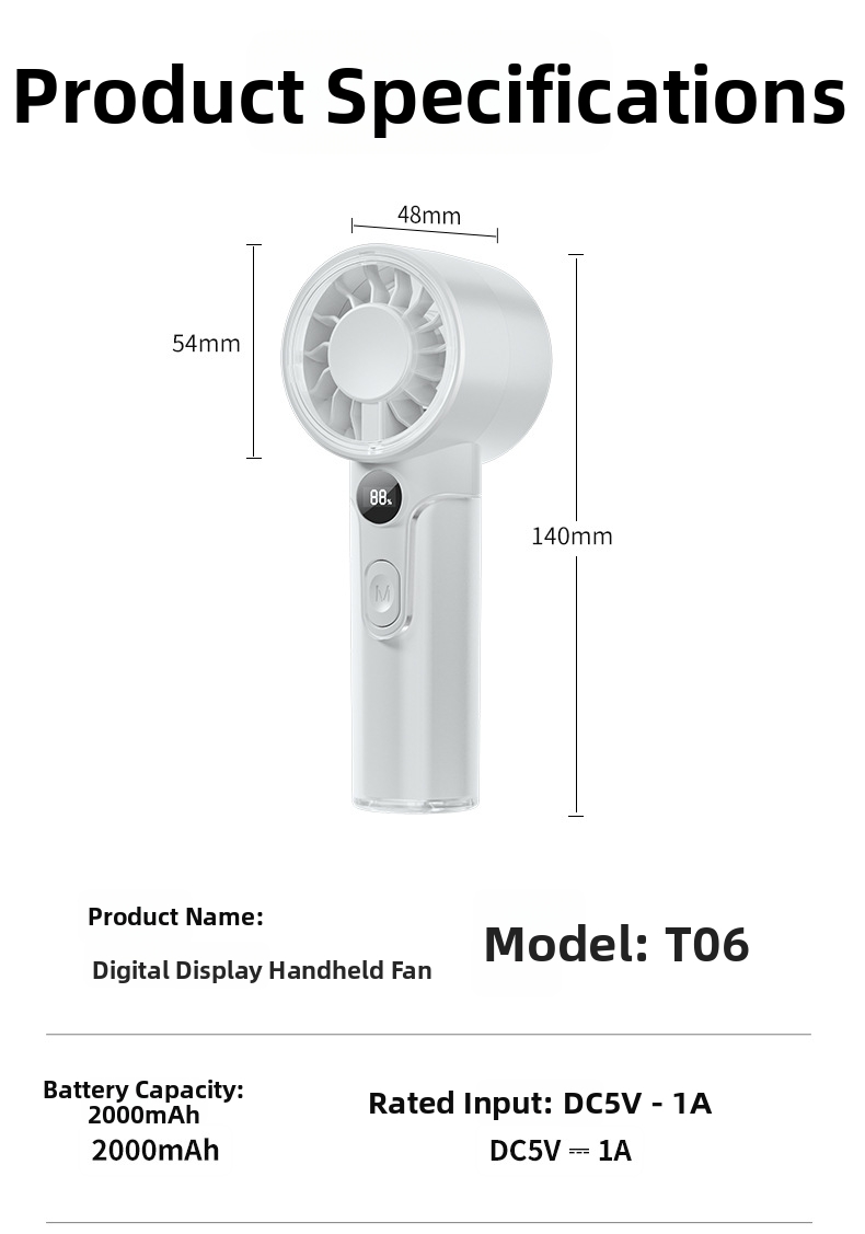 Handheld Portable Fan With Turbine Engine And Digital Display_voghion.com