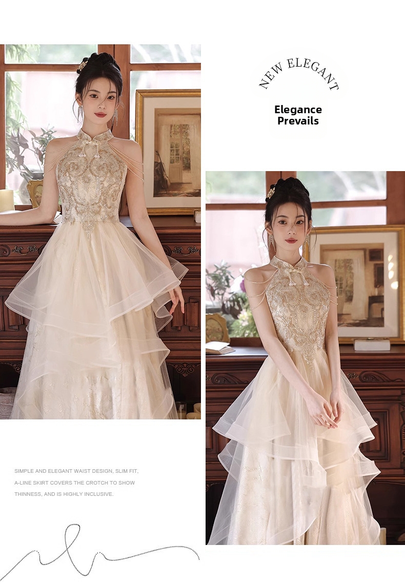 Champagne Ball Gown For Women, Elegant Puffy Princess Party Dress For Pageants, Piano Recitals, Hosting, Banquets_ecoleips.com