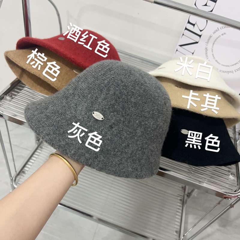 日韩系羊毛针织渔夫帽秋冬百搭时尚保暖复古显脸小优雅新款盆帽女|undefined