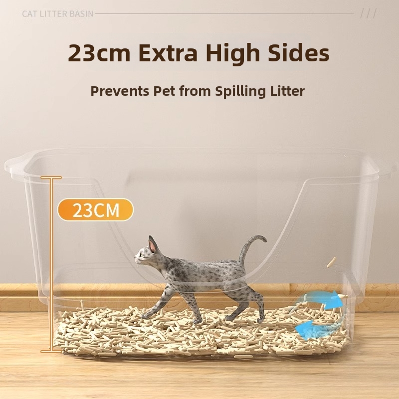 Extra Large Bathtub Litter Box Splash Proof Odor Proof Open Cat Toilet For Giant Kittens_voghion.com