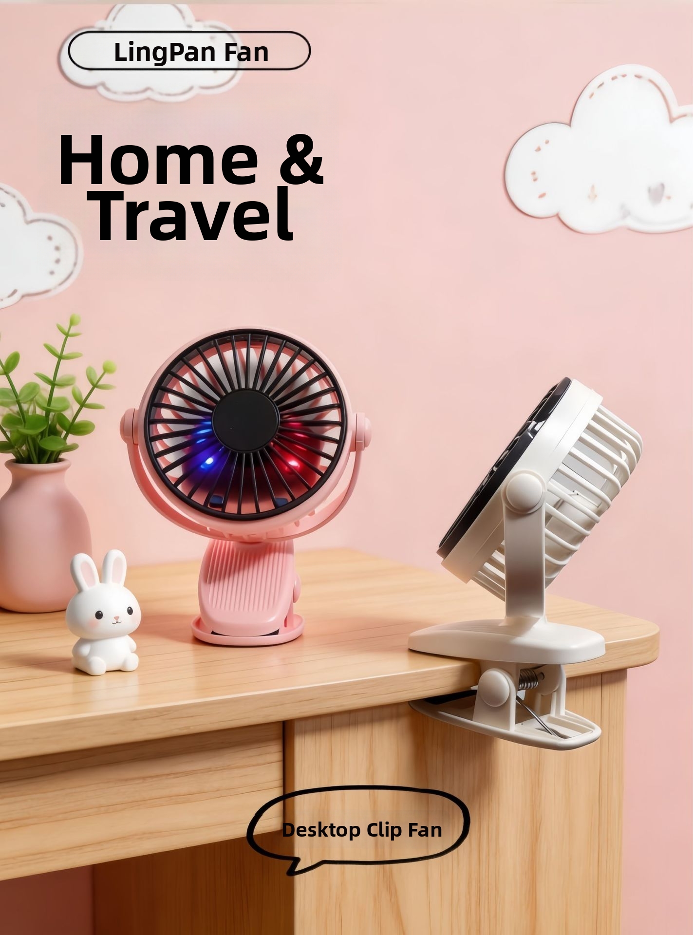 Ventilatore portatile con clip USB, mini lampada da scrivania per dormitorio, passeggino, piccolo ventilatore per uso personale_voghion.com
