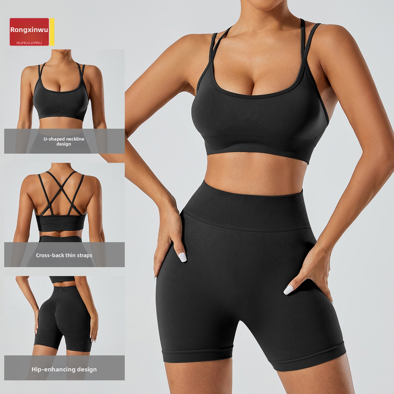 High Waist Seamless Yoga Suit Backless Fitness Running Slimming Sports Outfit For Women_desvips.com