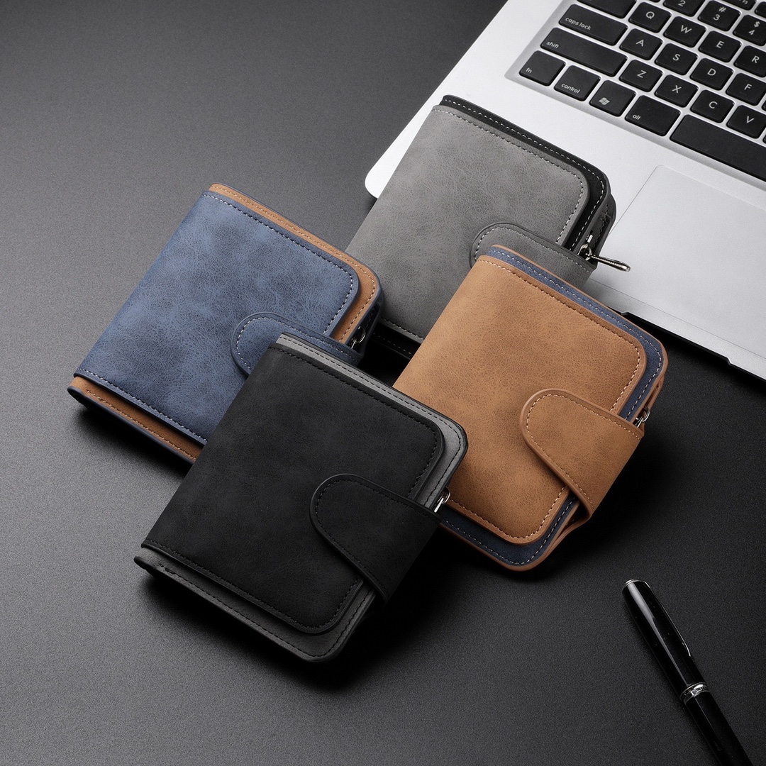 New Korean-style fashion men's wallet, short design with multiple card slots, vintage simple coin purse, women's bag, cross-border in-stock