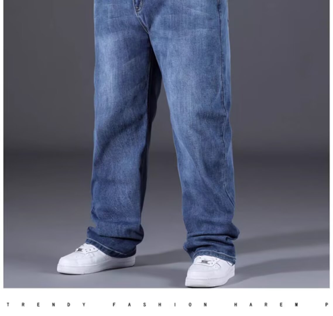 Men's Relaxed Fit Stretch Denim Pants Extended Sizes Comfortable Straight Leg Design_mkmklike.com