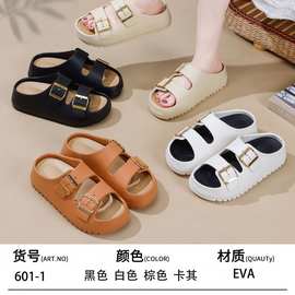 软厚底踩屎感拖鞋女2025年夏季双杠皮带扣凉拖鞋复古休闲沙滩拖鞋