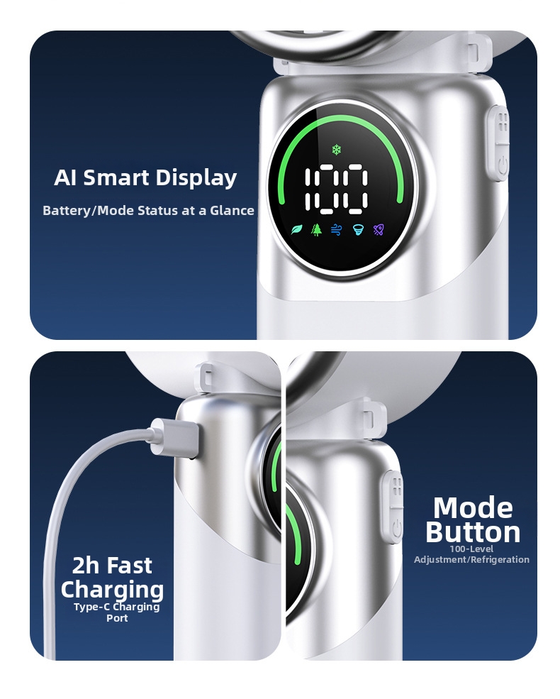Handheld Portable Cooling Fan With Semiconductor Ice Compress_voghion.com