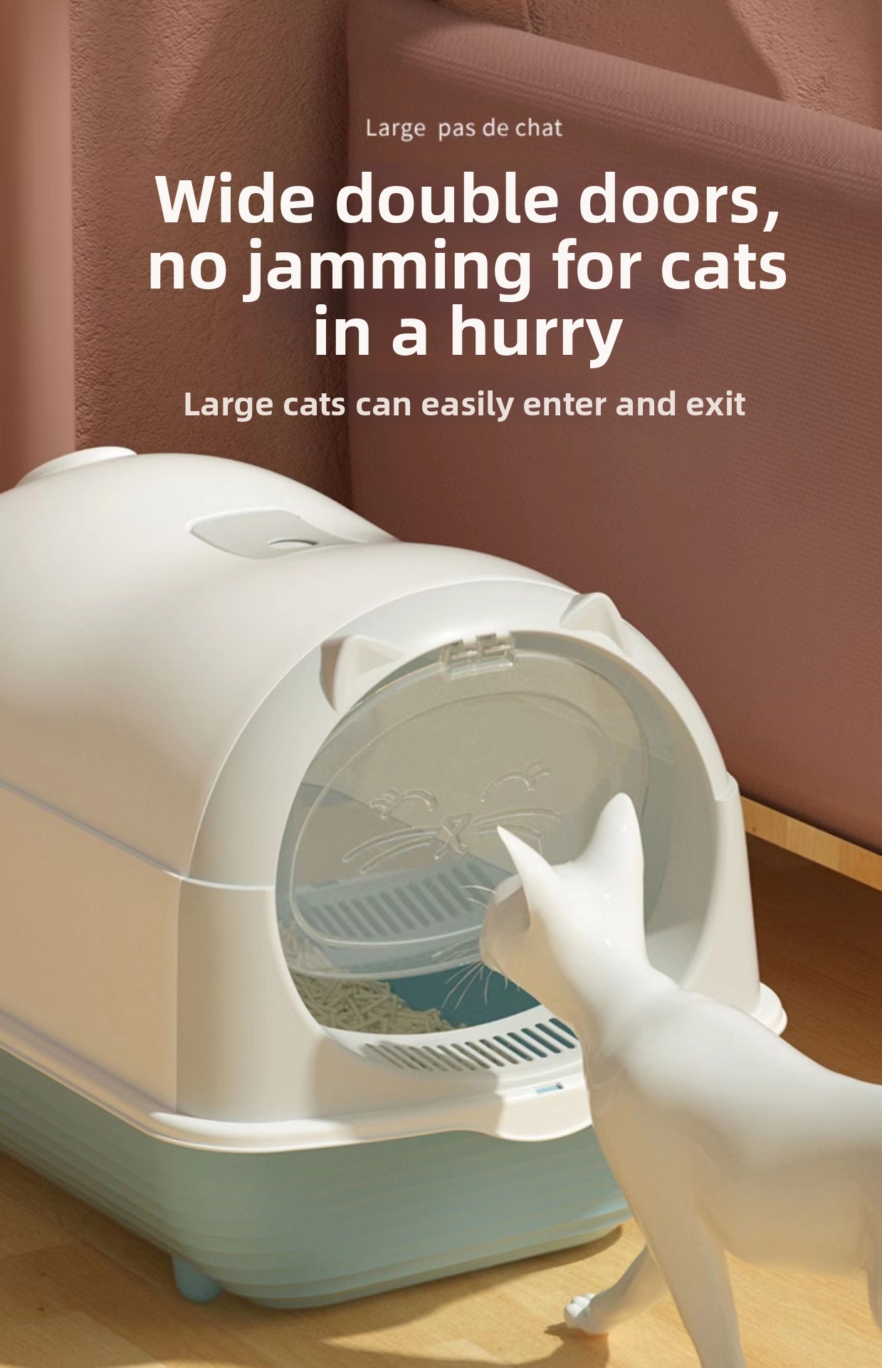 Modular Cat Litter Box Fully Enclosed With Flip Top For Pets_voghion.com