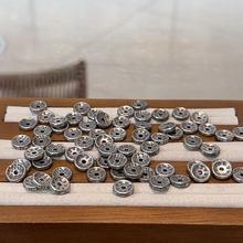 老银三七银山鬼钱币扣配件DIY文玩手工编织手链项链隔片藏银扣