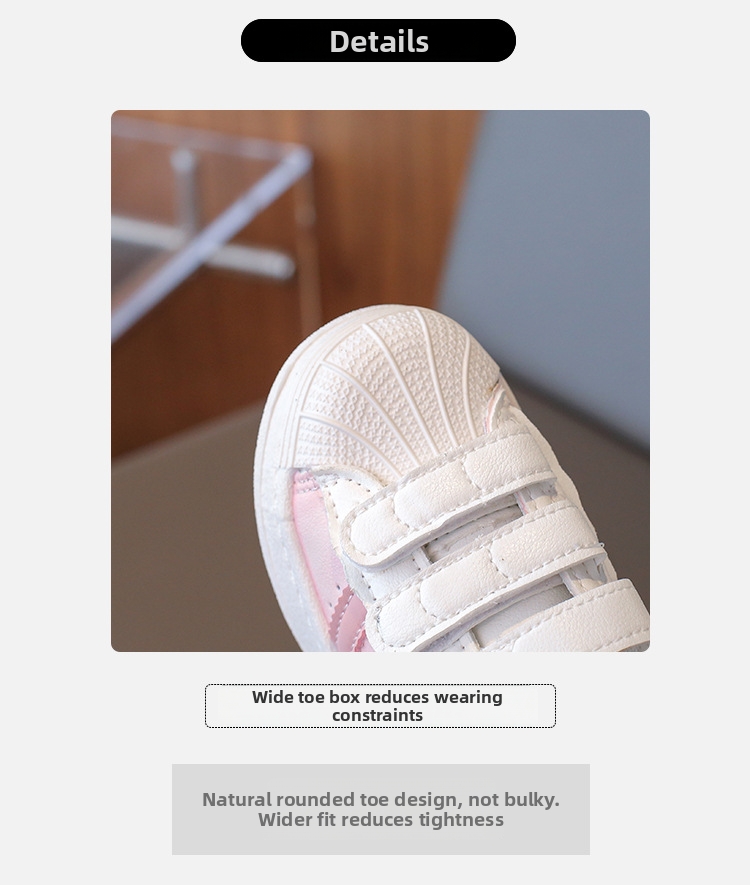 Baskets shell toe pour enfants fille et garçon blanc casual_voghion.com