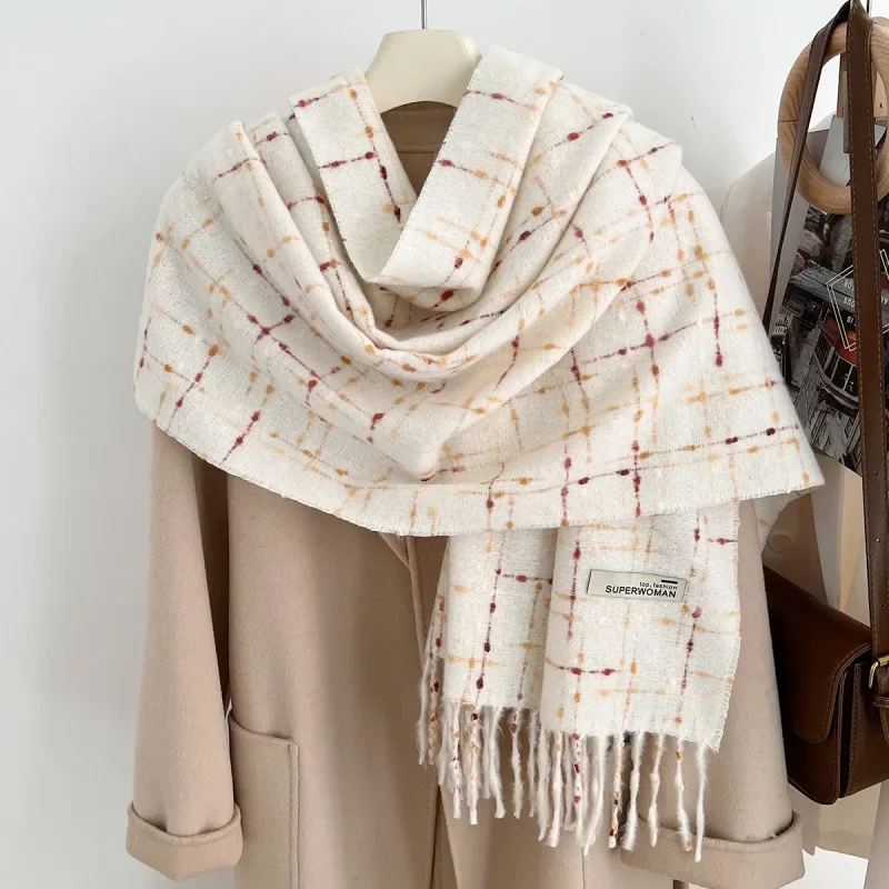 Atmospheric cashmere, demi-season warm scarf with tassels, wholesale