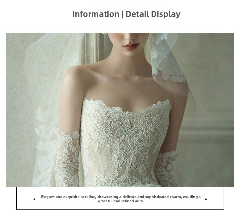 Mermaid Wedding Dress French Retro Lace Strapless Forest Style Small Train Travel Dress New Women's Clothing Party Wear_ecoleips.com