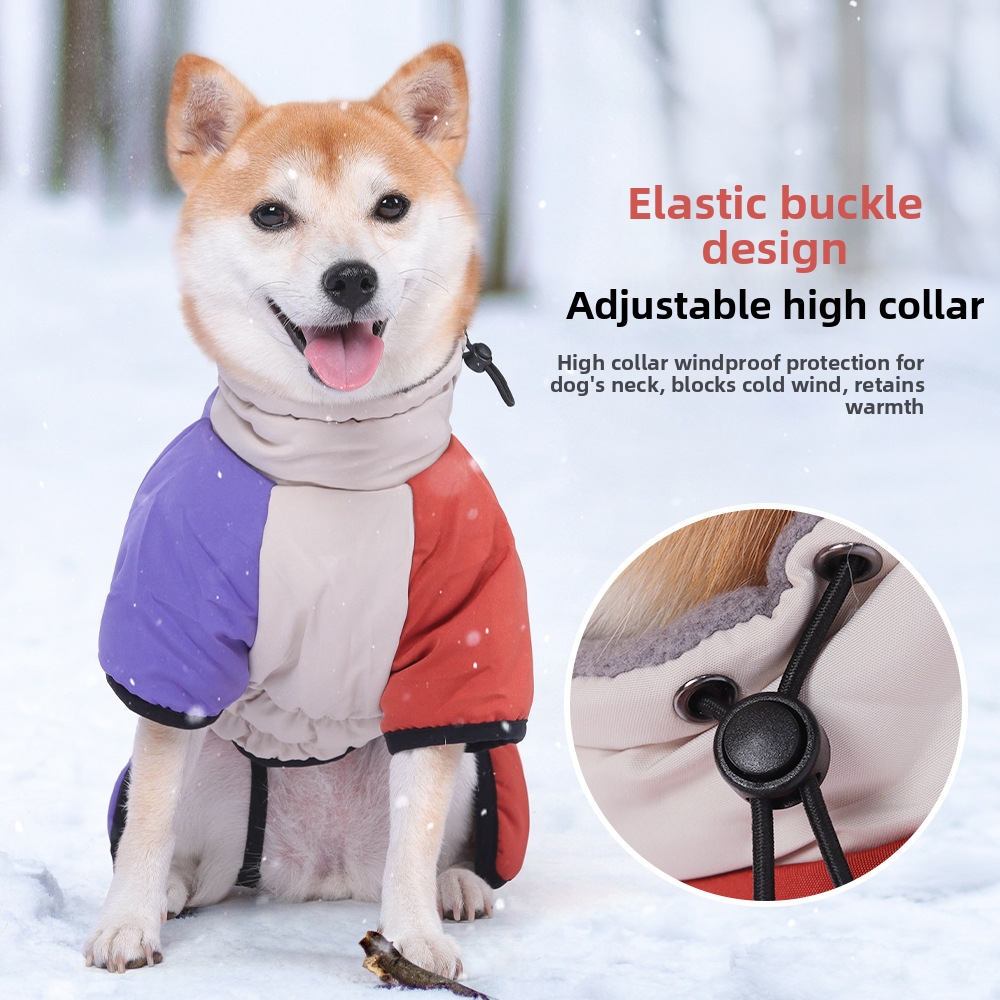 Vêtements réfléchissants pour chiens avec laisse, tenue chaude en coton à col montant pour grands chiens, vêtements d'extérieur pour chiens bipèdes en automne et en hiver_voghion.com