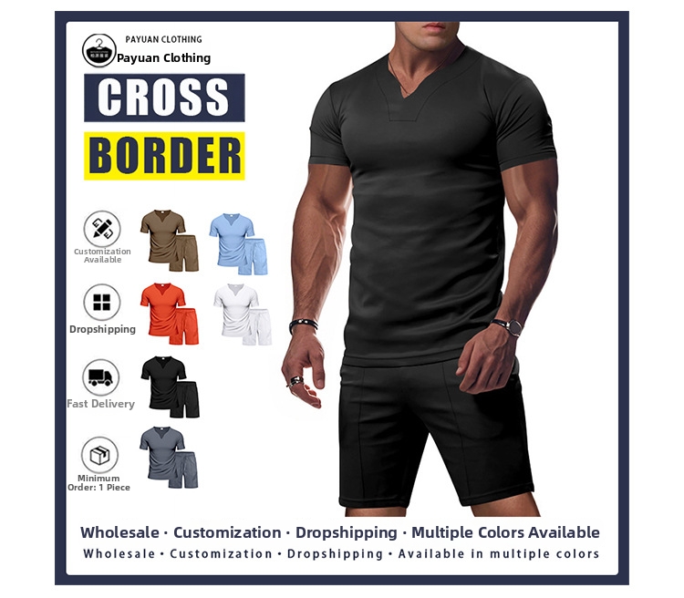 Men's Quick-dry Shorts Set V-neck Jersey Athletic Summer Outfit_voghion.com