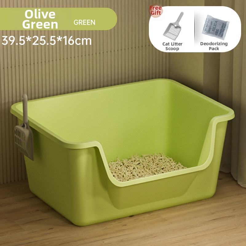 Extra Large Anti Splash Cat Litter Box Open Type Semi Enclosed Pet Supplies For Cats_voghion.com