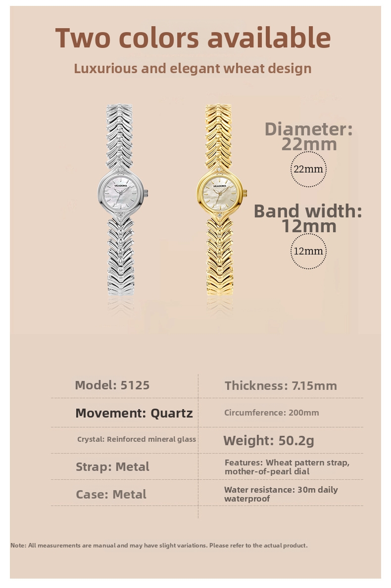 Guld damur quartz armbandsur med pärlemor urtavla retro stil_voghion.com