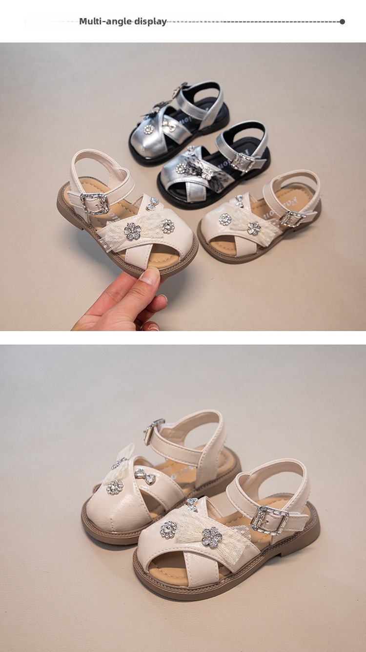Mädchen Sandalen Mit Schleife Und Strass Geschlossene Zehen_voghion.com