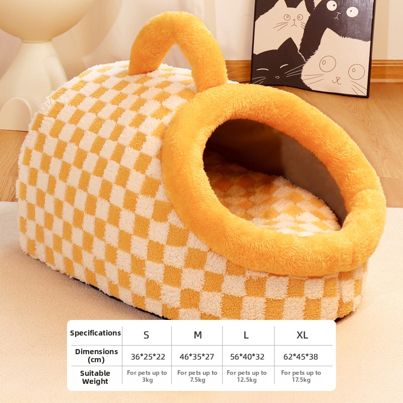 Lit pour chien en forme de maison toutes saisons, semi-fermé, tapis pour animaux de compagnie, niche chaude pour chien et chat, accessoires pour animaux de compagnie_voghion.com