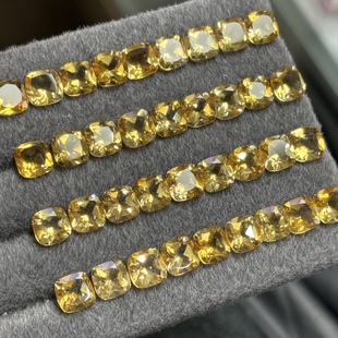 Caibao wholesale natural citrine bare stone square pillow shape 5mm bare stone crystal clean bright color