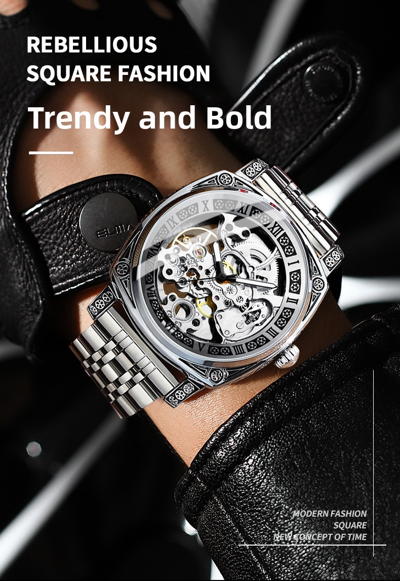 Men's Automatic Skeleton Watch Retro Engraved Mechanical Leather_voghion.com