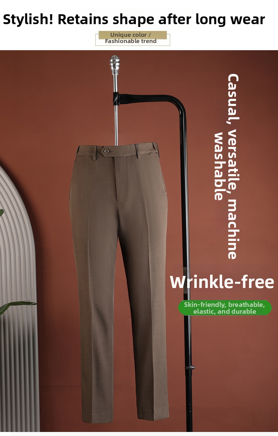 Spring/Summer Men's Casual Commuter Trousers British Style Skinny Fit Wrinkle Resistant Versatile Retro Designer Suits & Blazers_viptrois.com