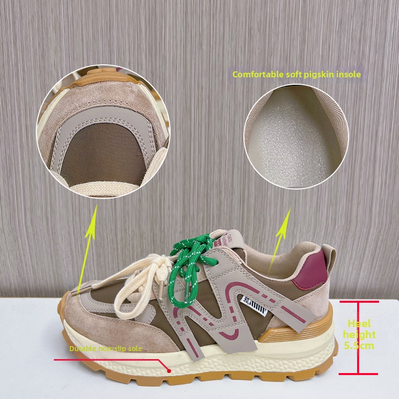 Damesschoenen van echt leer, nieuwe lentestijl, sportief, casual, veelzijdig, met dikke zool, hardloopschoenen_voghion.com